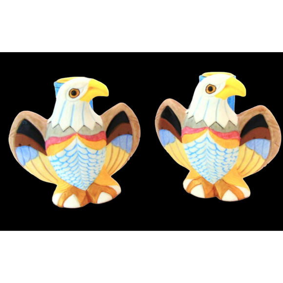 American Bald Eagle Candle Holders Taper Candlestick Set 2 Southwest Birds 4.5"T - Picture 3 of 6
